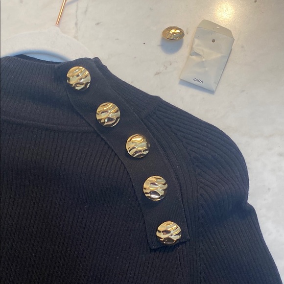 Zara Ribbed Sweater with Gold Buttons - Picture 6 of 10